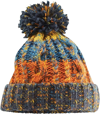 Retro Blues Wooly Hat With Bobble